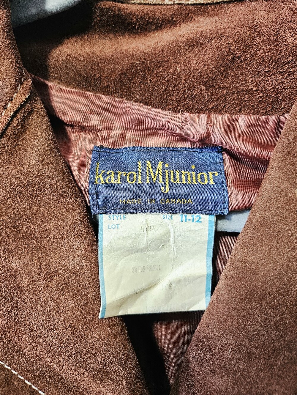 Vintage 70s Karol M Junior Leather Jacket Size S Brown Thick Stitch Boho - Picture 4 of 4